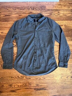 Hollister Men's Button-Down Shirt - Charcoal